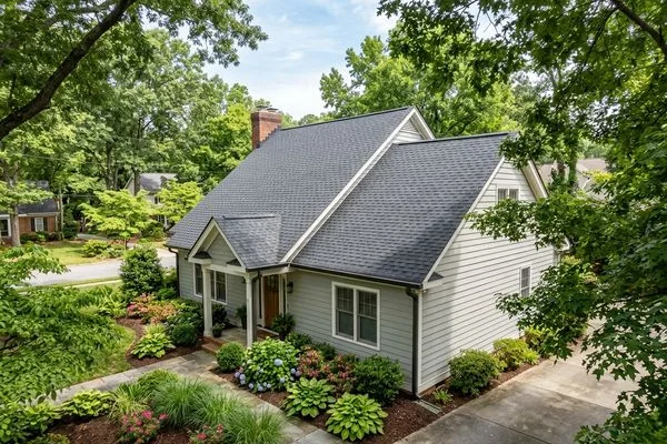 Clean roof after soft-wash treatment removing black streaks in Raleigh