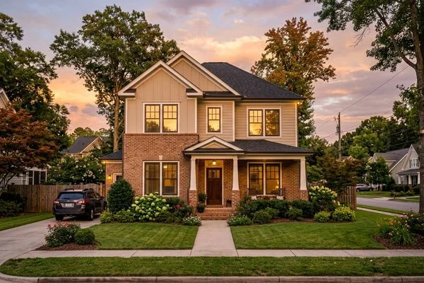 Streak-free exterior window cleaning on two-story Raleigh home