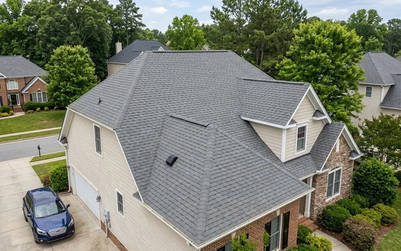 Same roof three weeks after soft wash