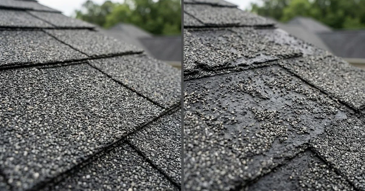 Asphalt shingle granules intact after soft wash